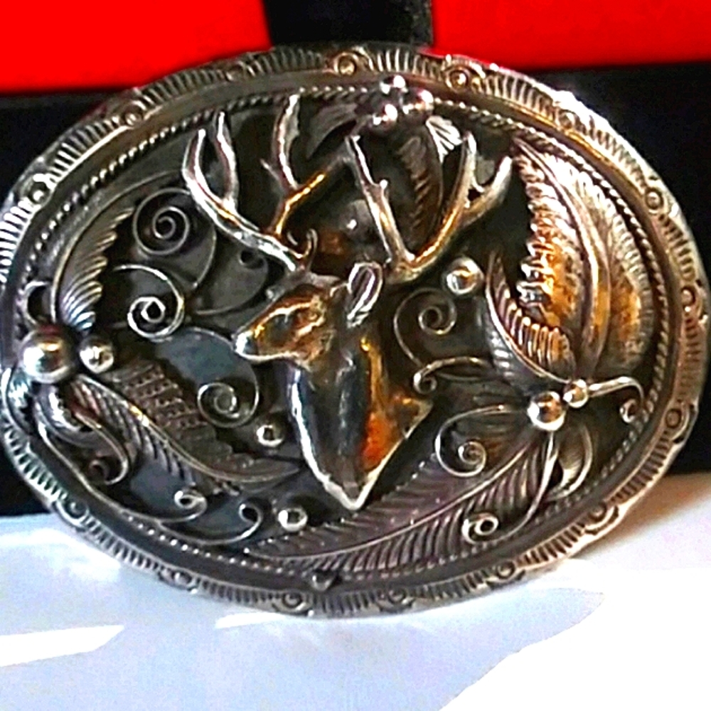 DBL-T Elk--.925 Sterling Belt Buckle
